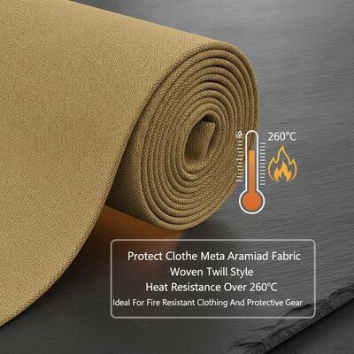 Melindungi Pakaian Kain Meta Aramid Woven Twill Style Ketahanan terhadap panas Lebih dari 260 derajat Celcius Ideal untuk pakaian tahan api dan peralatan perlindungan