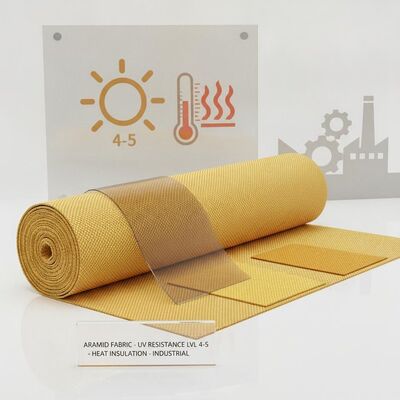 150cm lebar aramid babric dengan ketahanan UV tingkat 4 sampai 5 sempurna untuk pakaian pelindung isolasi panas dan industri