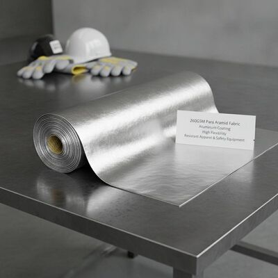 Kain Para Aramid 260GSM Dengan Lapisan Aluminium Fleksibilitas Tinggi Ideal Untuk Pembuatan Pakaian Tahan Api Dan Peralatan Keselamatan