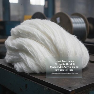 Tahan panas Tidak menyala atau meleleh Modacrylic Acrylic Blend Raw White Fiber Dirancang untuk Manufaktur Tekstil Industri