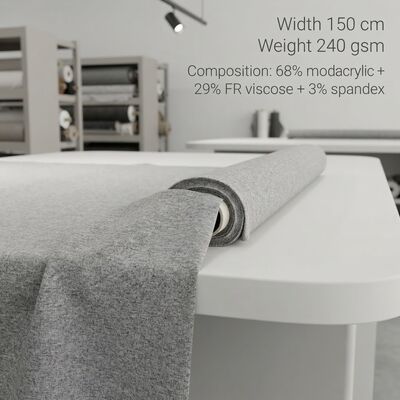 Kain Campuran Modakrilik FR dengan 68% Modakrilik + 29% Viscose FR + 3% Spandex untuk Ketahanan Api <2 Detik dan Berat 240gsm