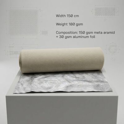 Aluminium Foil Meta Aramid Fabric dengan Resistensi Panas Retardant Api dan Panjang Disesuaikan