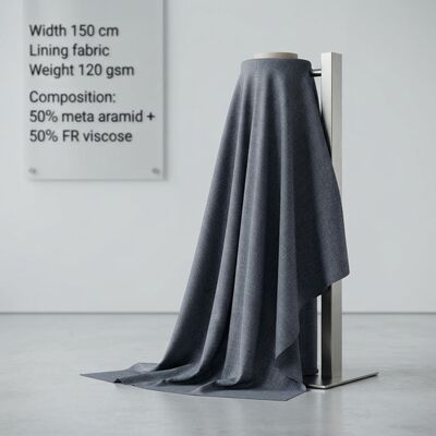 50% Meta-Aramid 50% Viscose FR Lapisan Kain - Tahan Api Permanen 120 gsm untuk Pakaian Pelindung
