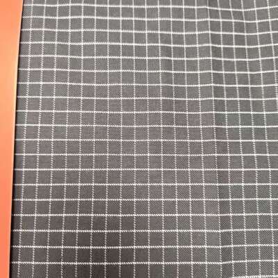 Kain Modakrilik Katun 250gsm Grid Anti-statis Tahan Api Inheren untuk Coverall Pelindung